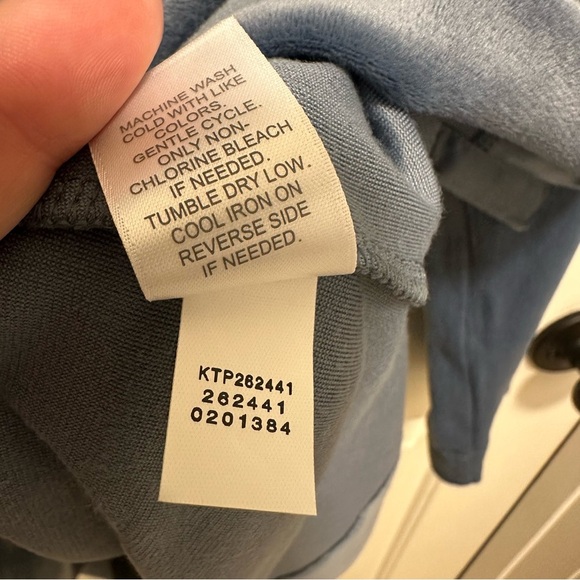 J Jill Pure Jill Long Sleeve Velour Tunic Top Dark Blue V-Neck Women's large - Picture 5 of 6